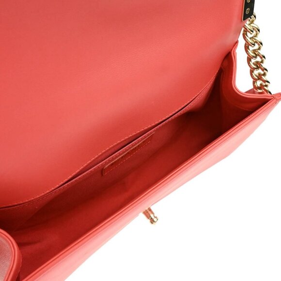 Boy Chanel Pink Lambskin Chevron Medium Double Chain Shoulder Bag 57075 - Picture 11 of 11